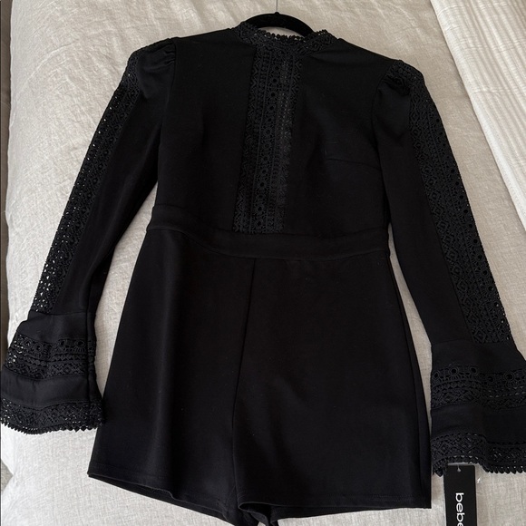 bebe Elegant Black Lace Jumpsuit - Picture 1 of 5